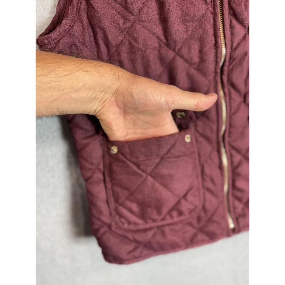 Thread & Supply Quilted Vest Womens Small Sleeveless Full Zip Pockets